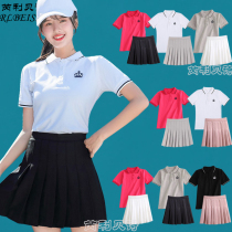 golf clothes women Summer lapel collar short sleeve T-shirt top casual sports short skirt pants gold ball suit suit women