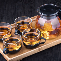 Heat-resistant glass stainless steel filter flower tea pot Office tea pot Kung Fu tea set Household simple mini