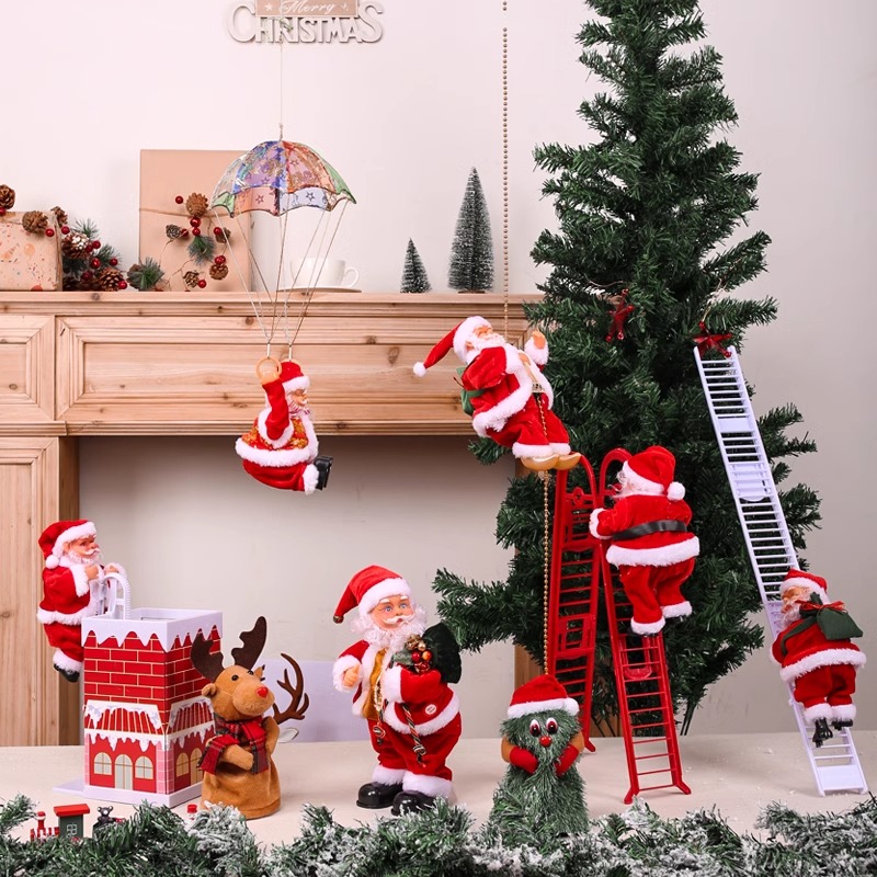 サンタクロースクライミングロープおもちゃはしごクライミング煙突電動クライミングビーズがロープに登ることができます子供のためのクリスマス小さなギフト