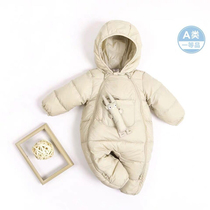 Hong Kong baby down jacket jumpsuit autumn and winter baby out warm clothes white duck down newborn climbing clothing