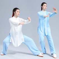 Strange Li Ning Qiao Si summer gauze sleeve middle-aged and elderly tai chi suit Female practice suit Martial arts competition suit Morning practice suit suit