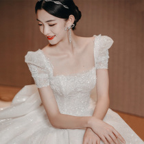 French court style light main wedding dress 2021 New temperament bride Princess simple tailing luxury little summer