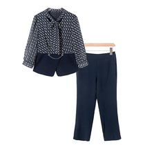 West Lake Loft Old (Zhuang) Spring loaded neckline Laces Snowspun Shirt Casual Pants Temperament Print Suit YZ203