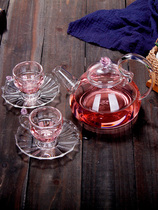 2021 European-style heat-resistant glass tea set Candle heating teapot Household teapot flower teapot cover◆New◆Pack