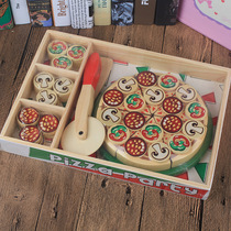 Wooden Emulation Past Home Pizza Toy Children Puzzle hands-on Cheroy fruit cake Pizza Tea Dot Toy