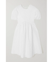 2021 CECILIE BAHNSEN White Cotton Blended Seersucker Mini Dress