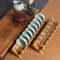 Portable bamboo cool cup holder folding tea cup holder storage drain rack kung fu tea set tea ceremony accessories solid wood