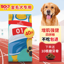 Golden retriever food 40 catty puppies Adult dogs special medium and large dogs General-purpose beauty hair calcium natural food 20kg