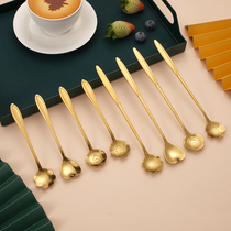 Coffee spoon Creative cute long handle mixing spoon European dessert petal stainless steel small spoon Cherry spoon mixing spoon