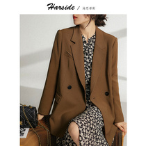  HARSIDE coat womens 2021 new autumn and winter retro thin temperament elegant wool coat Hepburn style top