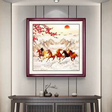 中国画 八駿馬図 在銘 掛軸 Z4 八骏图- 京东