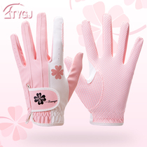 Two pairs of TTYGJ golf gloves womens Korean version of microfiber cloth silicone non-slip breathable gloves