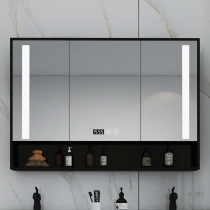 Nordic solid wood mirror cabinet Wall-mounted modern minimalist bathroom mirror with shelf Bathroom toilet mirror cabinet
