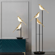 Work Nordic Living Room Light Magpie Small Bird Luminous Lamp Creative Bedroom Restaurant Floor Lamp With 3 Heads Chandelier Chrome LED