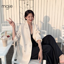 MAJE KARA suit jacket woman 2022 spring autumn new Korean version loose design superior sense white minor west suit