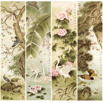 Meticulous flower and bird line drawing manuscript four feet six feet four screens Chinese painting line drawing imitation physical print draft TP13