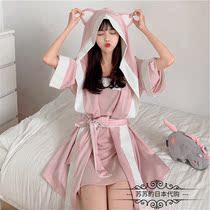 Japanese GP spring and summer ice Silk Loose foreign style can be worn outside suspenders sweet temperament pajamas suit women