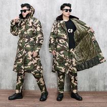Old-fashioned army coat warm cotton coat mens winter thickened long security coat cold-proof clothing labor insurance quilted jacket cotton