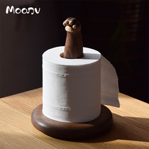 Moonv moon Fu cat claw roll paper holder solid wood Japanese tissue rack table creative ornaments diy cat claw girl gift