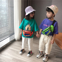 Childrens chest bag trendy cool hip-hop messenger bag Korean version of mens and womens childrens change accessory bag one shoulder lightweight foreign style bag