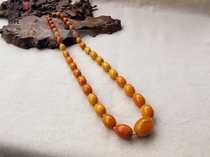 Antique old beeswax barrel bead necklace with excellent quality and pure wax collection grade beeswax necklace net weight 39 7 grams