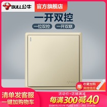 Bull socket Flagship switch socket one open double control switch Wall panel 86 type single open double control 1 open G36 gold