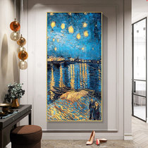 American porch hand-painted oil painting Van Gogh decorative painting abstract Monet art famous painting Starry Night water lily cafe hanging painting