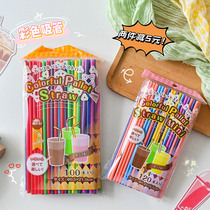 Japanese color straws disposable children food grade drink soy milk milk bendable elbow pregnant women