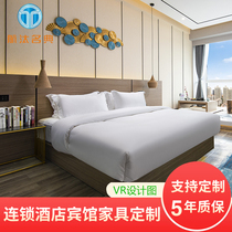 Chengdu hot-selling hotel chain furniture bed linen standard room full set of hotels hotels double TV cabinets combination customization