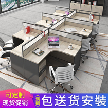 Office desk chair combination 3 personnel station 4 staff table with screen holder for work desk computer table