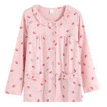 Single womens pajamas top autumn and winter cotton long sleeve womens pajamas large size spring and autumn cotton mother pajamas