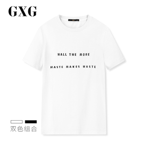 GXG Men loading Summer Pure cotton couples dress Slim Fit letters two-color Crew Neck Short Sleeve T-shirt Men tide#182844114 bhiner lolita fashion