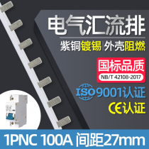 Electrical bus bar 1P NC 100A national standard red copper open wiring row connection row dressing bus copper bar