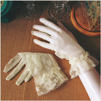 Korean style simple thin elegant short wedding wedding wedding wedding wedding gloves bride white lace black red winter