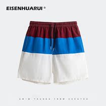 Mens quick-drying beach pants five-point anti-embarrassing belt lined swimming shorts can be floated loose hot spring size pants