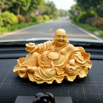 ☆逸品！希少な中国・太行山の天然崖柏一木彫り 布袋（弥勒仏） ☆逸品！希少な中国・太行山の天然崖柏一木彫り 布袋（弥勒仏） ☆逸品