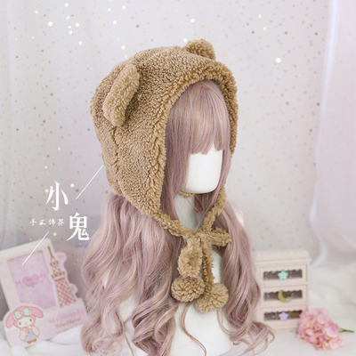 taobao agent Japanese cute velvet brand winter hat, with little bears, internet celebrity