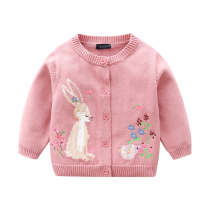 Girls sweater childrens autumn clothes baby foreign style knitted cardigan coat childrens pure cotton knitted sweater top bottoming shirt