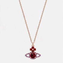(new product) Western Pacific post Valentina full drilling Saturn through body pure silver plated gold necklace earnail