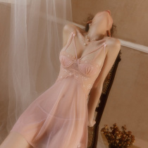 Sexy Sleepwear Women Summer Transparent Web Yarn Lace Seductive Steel Toss Pyjamas Sleeping Dress 2022 New Pure Desire