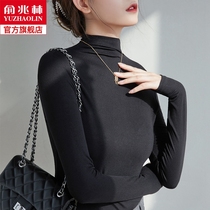 Modal base shirt women Spring and Autumn Winter half high collar inside with black long sleeve foreign style 2021 new size