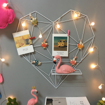 ins love photo wall decoration grid creative hanging girl heart photo frame hanging wall non-perforated hemp rope clip