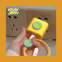 Personality ◆ Original smiling face ~ Apple 12 data cable protective cover 20W mobile phone charger head 11 bite