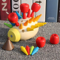 Kindergarten gift male and female baby 2-3-6 years old early education educational toy hedgehog move Apple wooden block building block