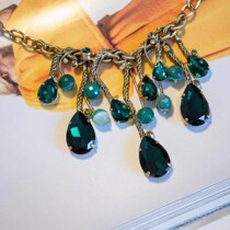 Big-name designer 24k gold-plated agate fireworks high order Crystal heavy industry necklace