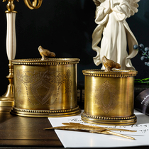 Imported brass handmade vintage storage jar kitchen tea storage jar high-end villa clubhouse decoration ornaments