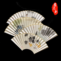95 95-inch 18 Fang Handmade State Painter Calligraphy Inscription Super Slim Su Working Fan Face Flowers Bird Landscape to Play Fold Fans paper