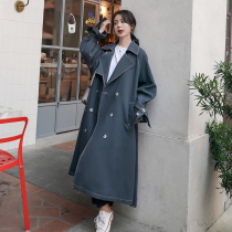 Europe station autumn Korean version of the long over-the-knee trench coat plus size fat sister meat cover popular temperament coat female