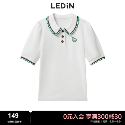 【Тот и тот же стиль в торговом центре】 Лече контрастная цветная рубашка поло в летнем новом стиле колледж с короткими рукавами для женщин C1DBC3101