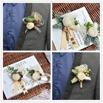 Mori fairy style European wedding brooch groom brooch bride bridesmaid dry flower business guest badge wedding